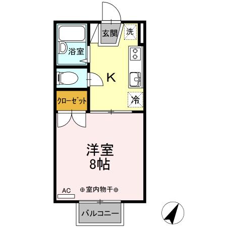 エクレール(1K/2階)の間取り写真