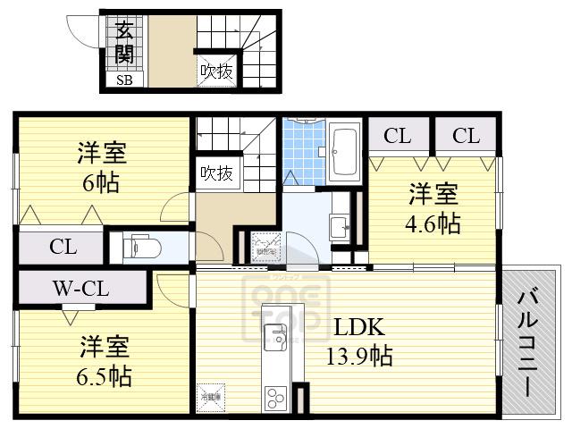 アヴニール箕面(3LDK/2階)の間取り写真