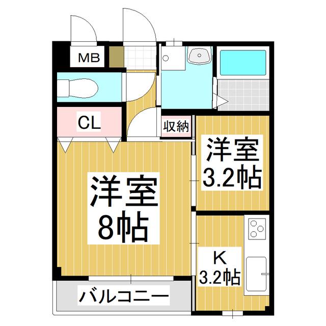 サン・グラードII(1SK/1階)の間取り写真