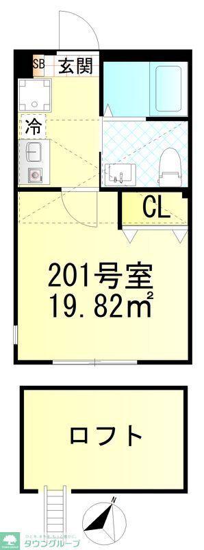 元住吉6世帯(1K/2階)の間取り写真
