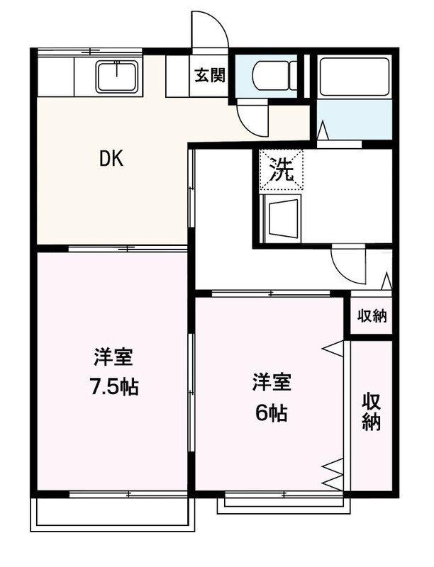 セレストK(2DK/2階)の間取り写真