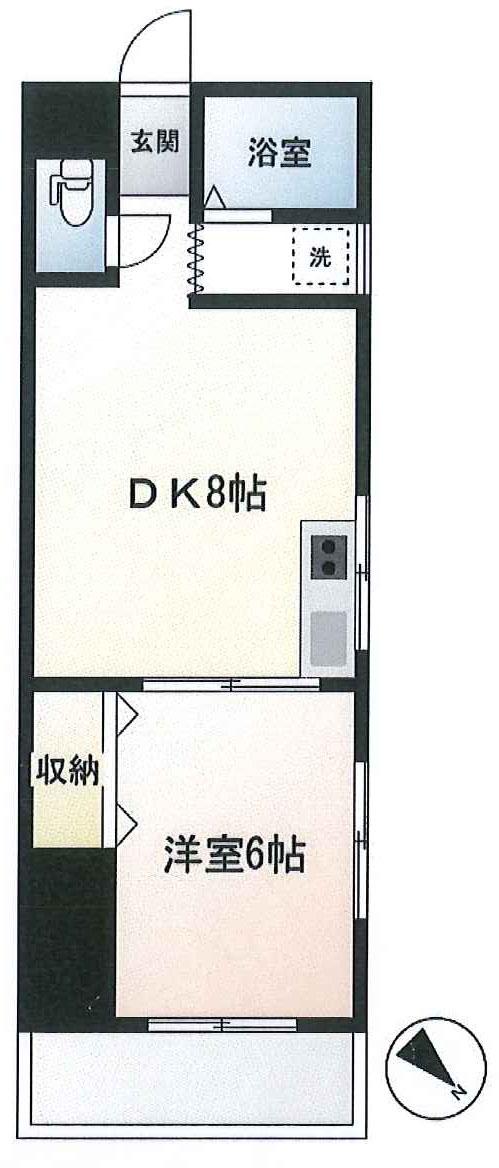 ニュー岩瀬(1DK/3階)の間取り写真
