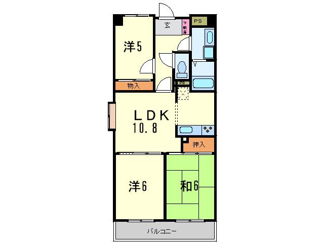 エルドラード上ヶ原2番館(3LDK/3階)の間取り写真