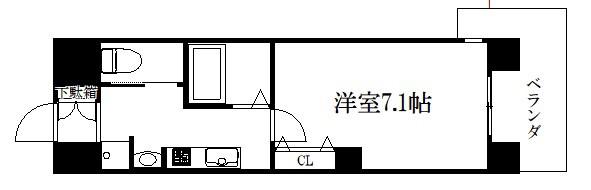 UN CASTELLO西院(1K/4階)の間取り写真