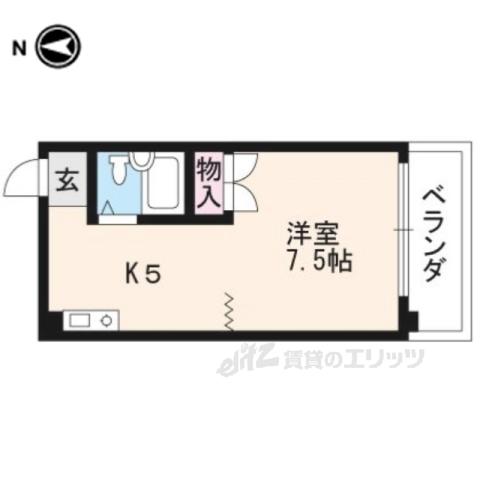 ヴィーヴル藤の森(1K/5階)の間取り写真