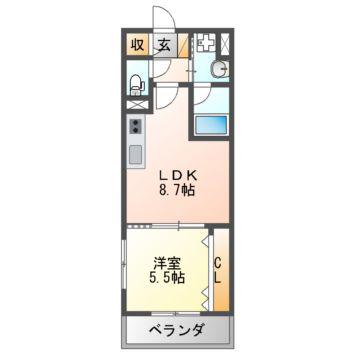 セイワコート羽曳野(1LDK/1階)の間取り写真