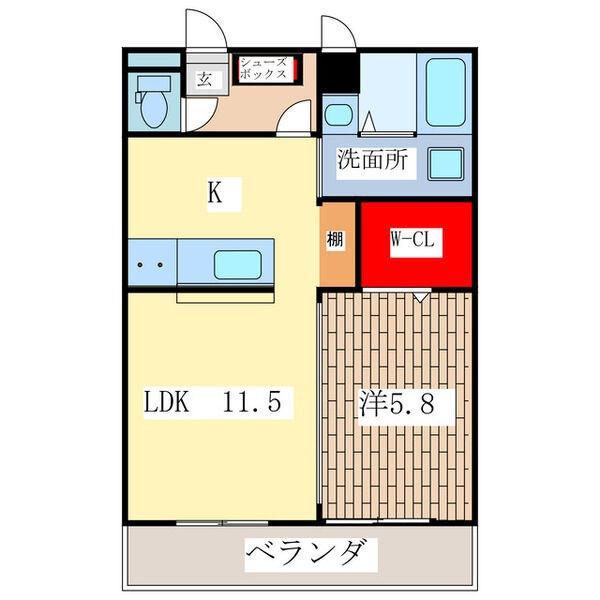 パークハイム陽東(1LDK/1階)の間取り写真