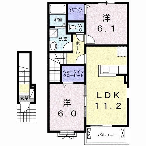 サンシーブルC(2LDK/2階)の間取り写真