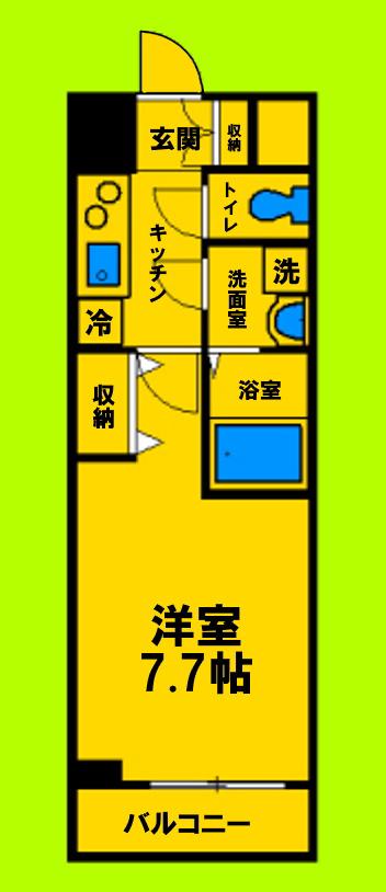シエテ立花駅前(1K/6階)の間取り写真