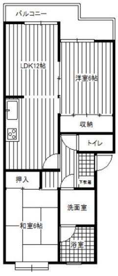 タカヤマハイツ(2LDK/4階)の間取り写真