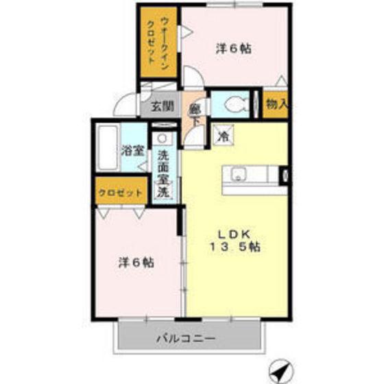 ロイヤルブルー(2LDK/2階)の間取り写真