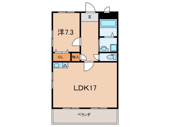 北野町ライトヒルズ(1LDK/4階)の間取り写真