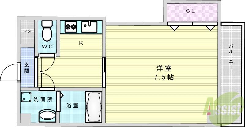 モアメゾンⅢ(1K/5階)の間取り写真