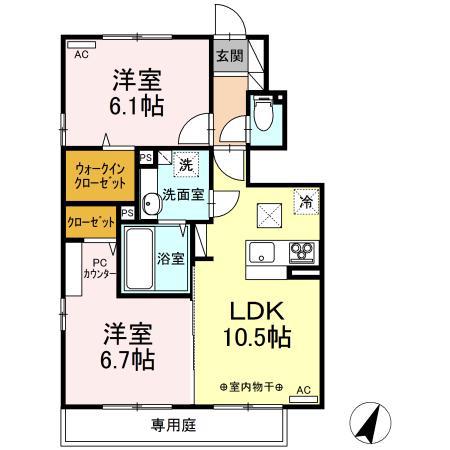 ルーメンベルク(2LDK/1階)の間取り写真