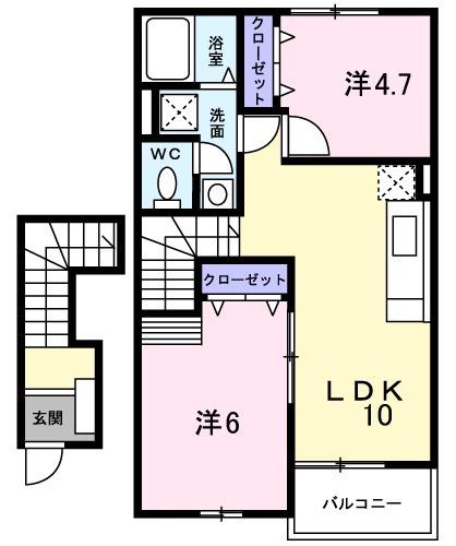 サニーメゾンST B(2LDK/2階)の間取り写真