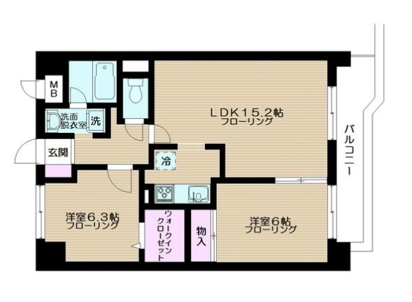 クレスト王子I(2LDK/4階)の間取り写真