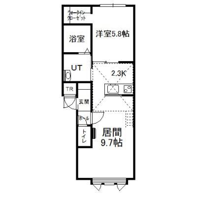 フルールII(1LDK/2階)の間取り写真