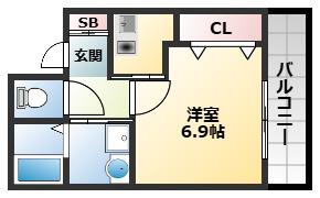 バーンズ巴(1K/2階)の間取り写真