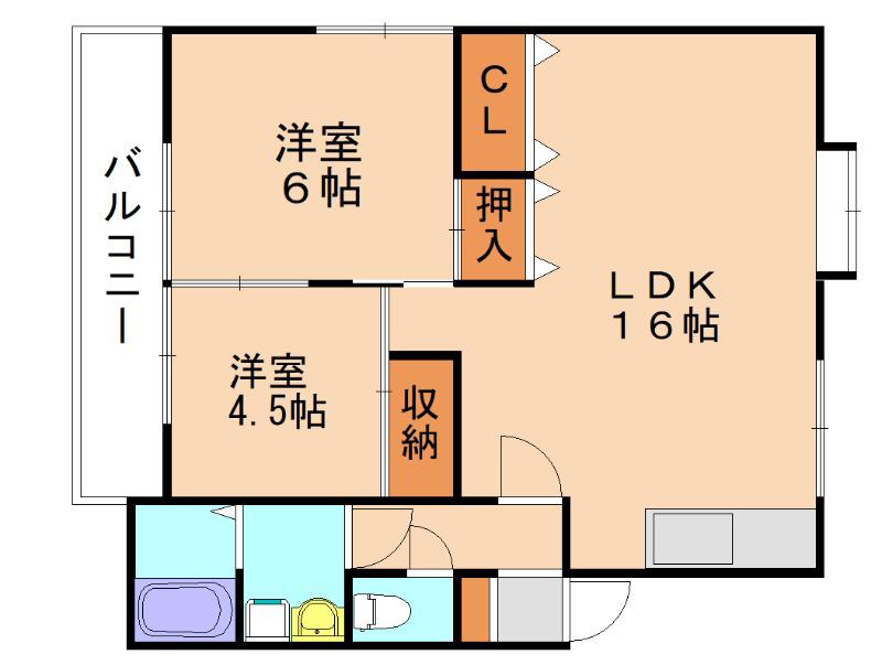 リバーサイドMII(2LDK/3階)の間取り写真