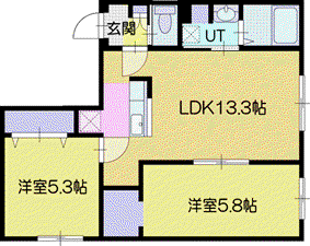 PARTERRE ARIAKE(2LDK/2階)の間取り写真
