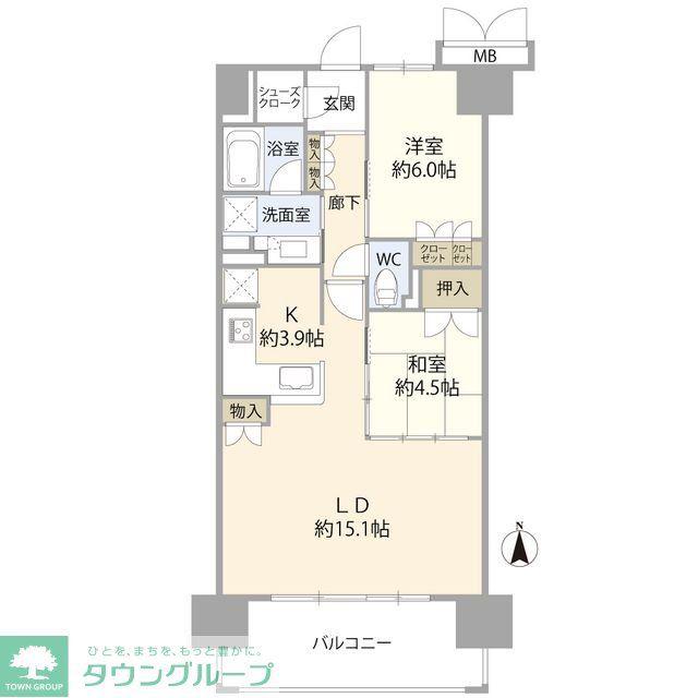 ポレスター高崎レジデンス(2LDK/9階)の間取り写真