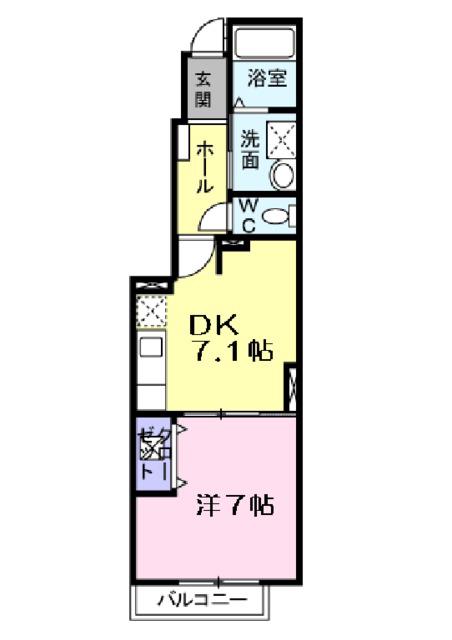 シーカンII(1DK/1階)の間取り写真