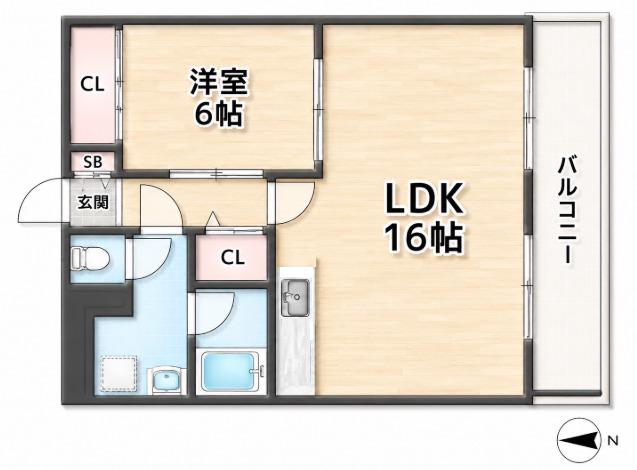 グリーンエミナンス唐山(1LDK/2階)の間取り写真