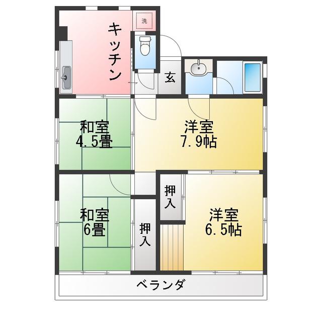 丸山ビル(4DK/2階)の間取り写真