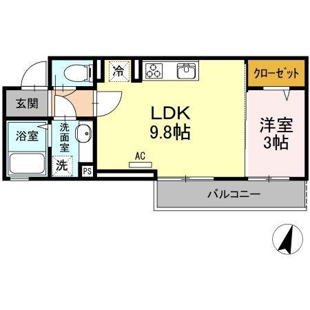 グランコート(1LDK/3階)の間取り写真