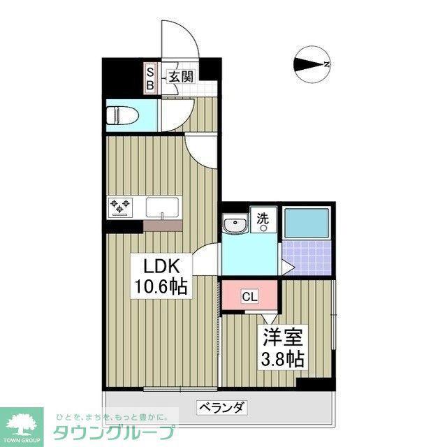 ルミエール観音(1K/2階)の間取り写真