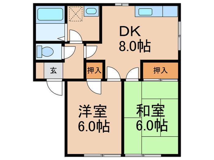 シルエーラ仲原(2DK/1階)の間取り写真