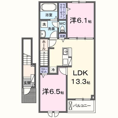リバーストーン マキバ I(2LDK/2階)の間取り写真