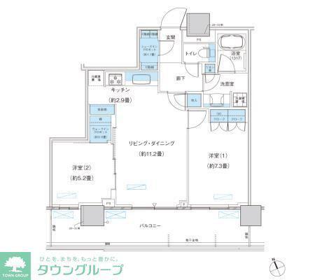 パークシティ柏の葉キャンパス ザ・ゲートタワー ウエスト(2LDK/24階)の間取り写真