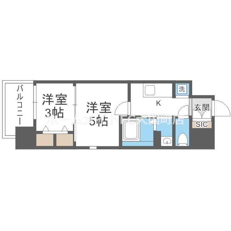 ARTIZA堺(1DK/12階)の間取り写真