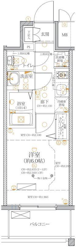 ディアレイシャス浅間町ステーションフロント(1K/6階)の間取り写真