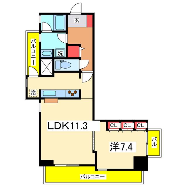 リバーステージ新潟(1LDK/3階)の間取り写真
