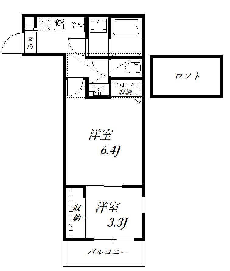 BEST STAGE CABIN 氷川町(2K/3階)の間取り写真
