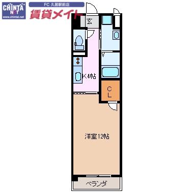 サンヴィヴェール(1K/6階)の間取り写真