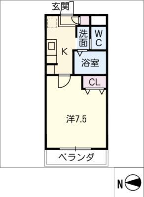 A・CITY柴田本通(1K/1階)の間取り写真