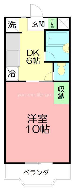 サングレースII(1DK/2階)の間取り写真