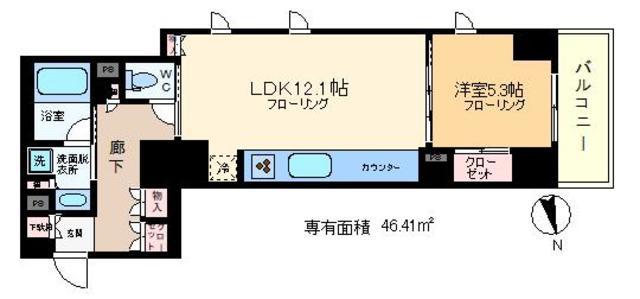 アトラス秋葉原CALMODE(1LDK/2階)の間取り写真