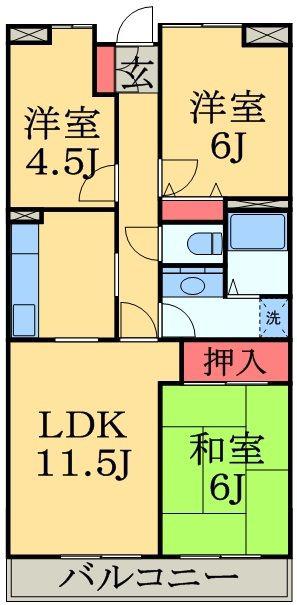 アーバン・ヒルズ21(3LDK/5階)の間取り写真