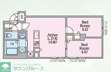 エルファーロ三鷹(2LDK/2階)の間取り写真