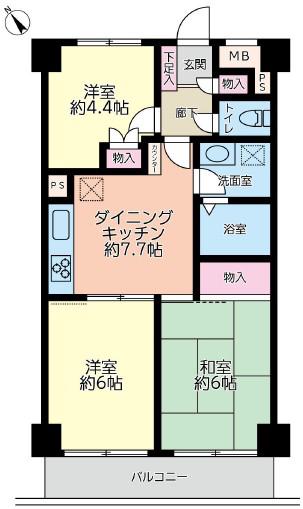 ルミネ浦賀(3DK/5階)の間取り写真