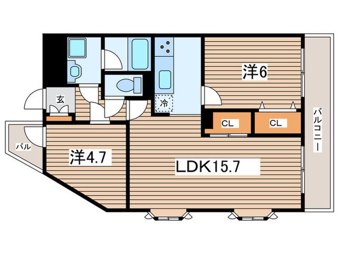 エムロード綱島(2LDK/5階)の間取り写真