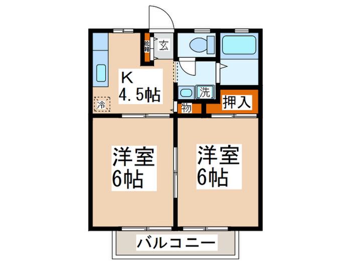 コフレ2(2K/2階)の間取り写真