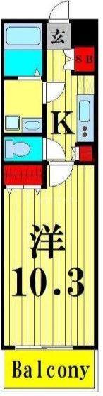 トライアングル綾瀬(1K/3階)の間取り写真