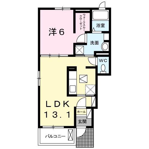 ベルローズ(1LDK/1階)の間取り写真