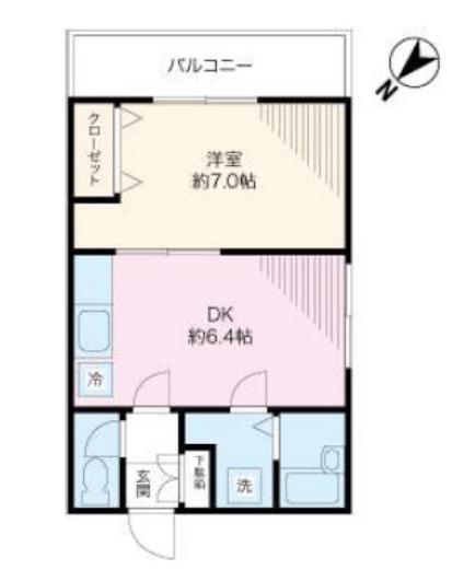 スタジオ北柏(1DK/2階)の間取り写真