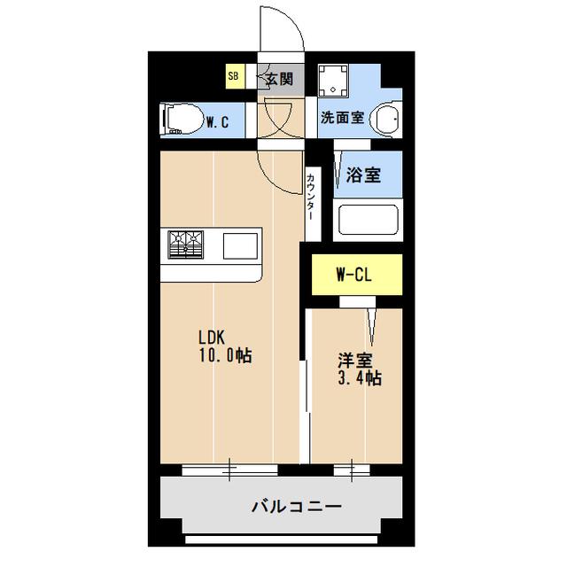 KL東比恵(1LDK/9階)の間取り写真
